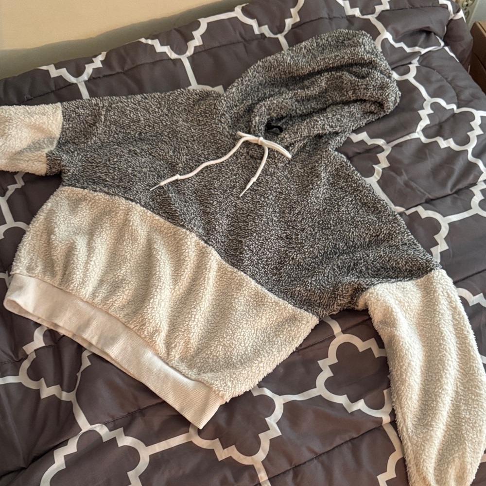 SHEIN Gray and Cream Colorblock Sweater